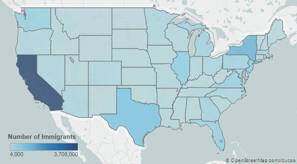 Asian Immigrants in the United States Map