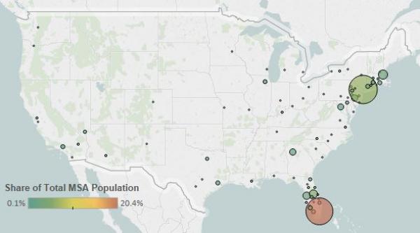 Caribbean Immigrants in the United States chart map