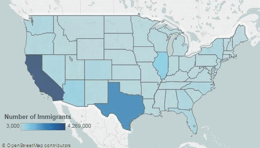 Mexican Immigrants in the United States map